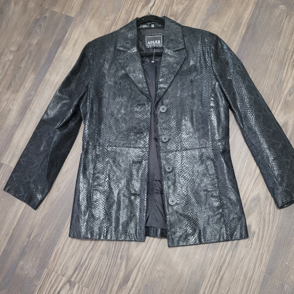 Black Faux-Snake Leather Jacket